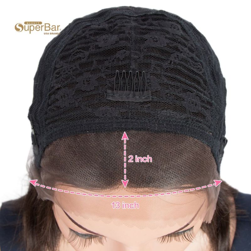 Superbar Remy Human Hair Wigs 13x2 LaceFrontal Wigs straight Hair Bob Wig 150% DensityNatural Color