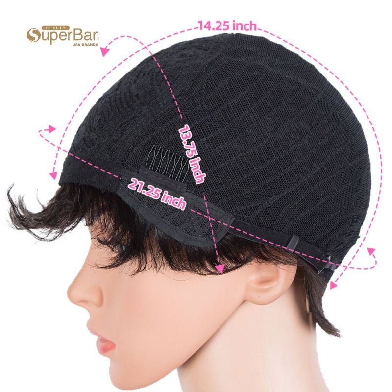 Superbar Human Hair Wigs 9 Inch short CurlyPixie Wig 2 Colors