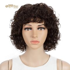 Superbar Short Bouncy Curly Wigs For WomenCute Human Hair Bob Wigs 4 Colors