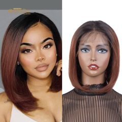 Superbar Short Straight Bob Wigs Human Hair13x4 Lace Front Wigs Pre Plucked with Baby Hair 11Inch