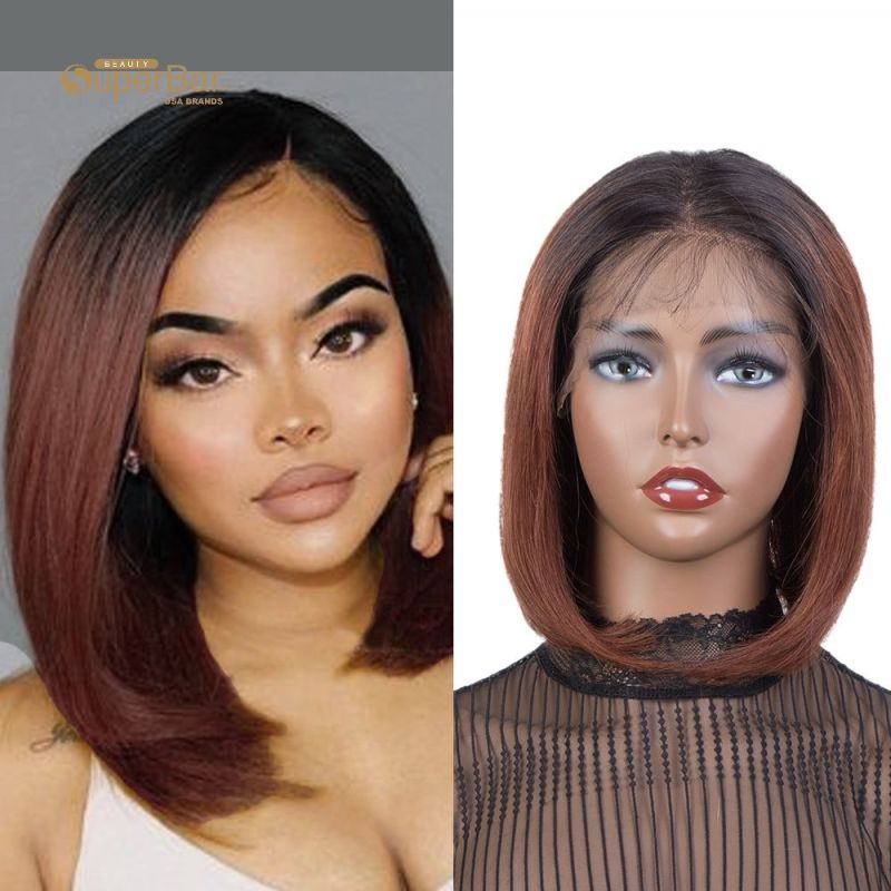 Superbar Short Straight Bob Wigs Human Hair13x4 Lace Front Wigs Pre Plucked with Baby Hair 11Inch
