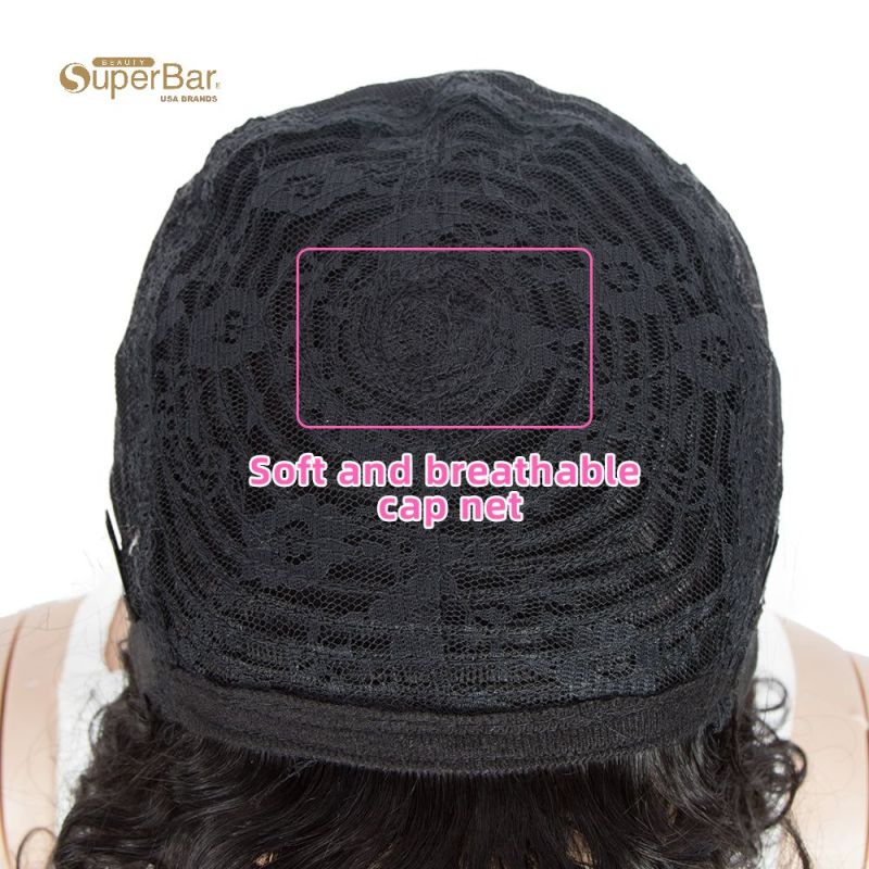 Superbar Short Human Hair Bob Wigs withBangs Curly Wavy Wig for Black Women Natural BlackColor Wigs with Curly Bangs