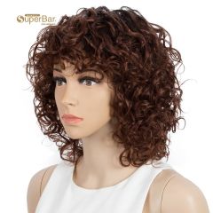 Superbar Short Bouncy Curly Wigs For WomenCute Human Hair Bob Wigs 4 Colors