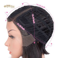 Superbar Human Hair Bob Wigs Side Lace PartStraight Bob Wigs for Women Burgundy Red Color