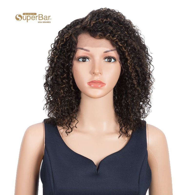 Superbar Human Hair Lace Front Wigs 5 inch Side Lace Part Wigs 12 inch Curly Wavy Wig for Black Women Natural Color
