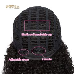 Superbar Human Hair Lace Front Wigs 5 inch Side Lace Part Wigs 12 inch Curly Wavy Wig for Black Women Natural Color