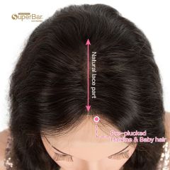 Superbar 4*4 Lace Frontal Wigs Human HairBody Wave Lace Front Wig Pre-plucked Hairline withBaby Hair Wigs Natural Color
