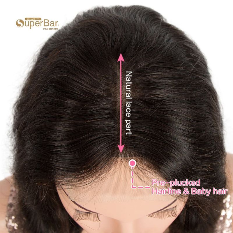 Superbar 4*4 Lace Frontal Wigs Human HairBody Wave Lace Front Wig Pre-plucked Hairline withBaby Hair Wigs Natural Color