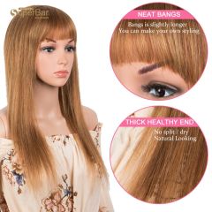 Superbar Ombre Color Straight Human HairWig With Bangs For Women Full Machine Made WigsHuman Hair