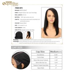 Superbar straight Wig Hand Tied Lace SidePart Wig 18 Inch 130% Density 100% Human Hair Wigs