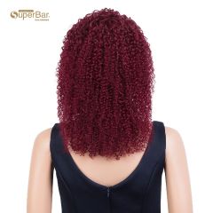 Superbar Brazilian Short Curly Bob Wig Human HairWigs With Bangs Machine Made Wigs For WomenRemy Curly Bob Wig Burgundy Color