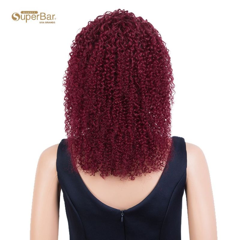 Superbar Brazilian Short Curly Bob Wig Human HairWigs With Bangs Machine Made Wigs For WomenRemy Curly Bob Wig Burgundy Color