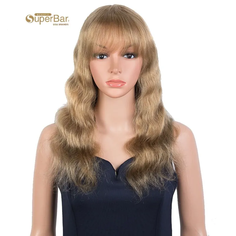 Superbar Hightlight Blonde Body Wave HumanHair Wigs with Bangs 100% High-quality Human HairWig with Bangs for Black Women 130% Density