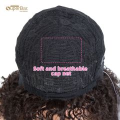 Superbar Brazilian Short Curly Bob Wig Human HairWigs With Bangs Machine Made Wigs For WomenRemy Curly Bob Wig Burgundy Color