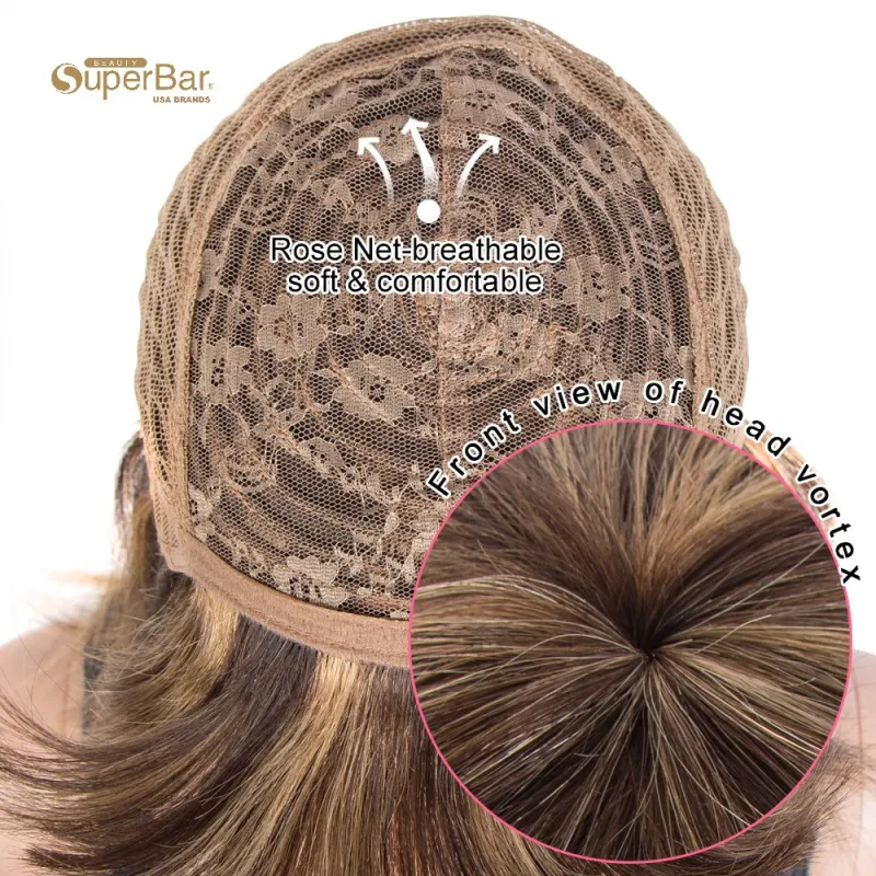 Superbar Ombre Brown Color Straight HumanHair Wigs With Bangs For Women Full Machine MadeHuman Hair Wigs