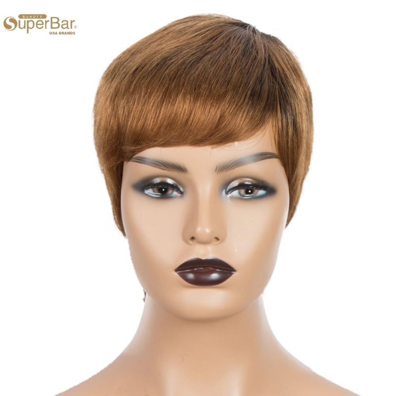 Superbar Human Hair Wigs For Women 9 Inch Short Curly Pixie Cut Wigs Brown Color