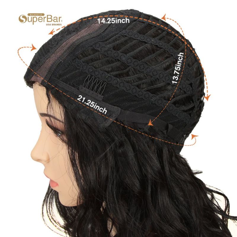 Superbar  Human Hair Lace Front Wigs 4.5 inchSide LacePart Wigs 14 inch Water Wavy Wig for BlackWomen Piano Color