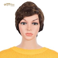 Superbar Human Hair Pixie Cut Wigs 6 inchSide Lace Part Wigs Pixie Bob Wig for Black WomenOmbre Brown Color