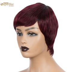 Superbar Human Hair Wigs For Women 9 Inch Short Curly Pixie Cut Wigs Brown Color