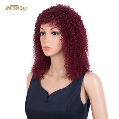 Superbar Brazilian Short Curly Bob Wig Human HairWigs With Bangs Machine Made Wigs For WomenRemy Curly Bob Wig Burgundy Color