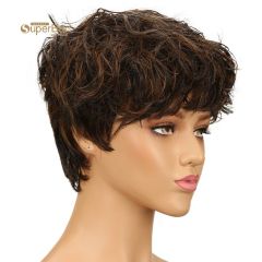 Superbar Human Hair Wigs For Women 9 InchShort Curly Pixie Cut Wigs Colorful wig