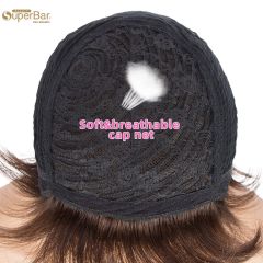 Superbar Human Hair Wigs For Women 9 Inch Short Curly Pixie Cut Wigs Brown Color