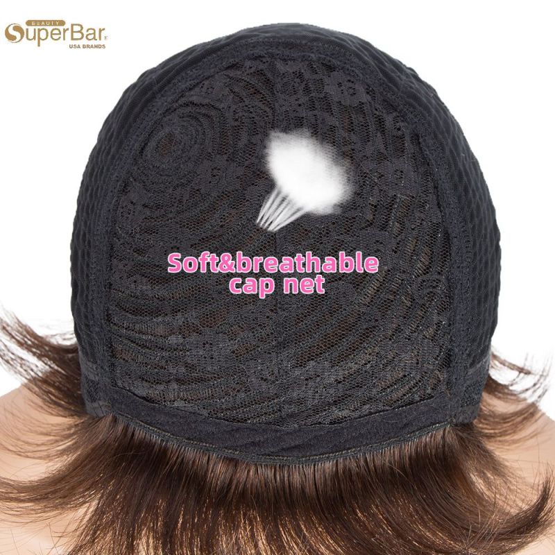 Superbar Human Hair Wigs For Women 9 Inch Short Curly Pixie Cut Wigs Brown Color