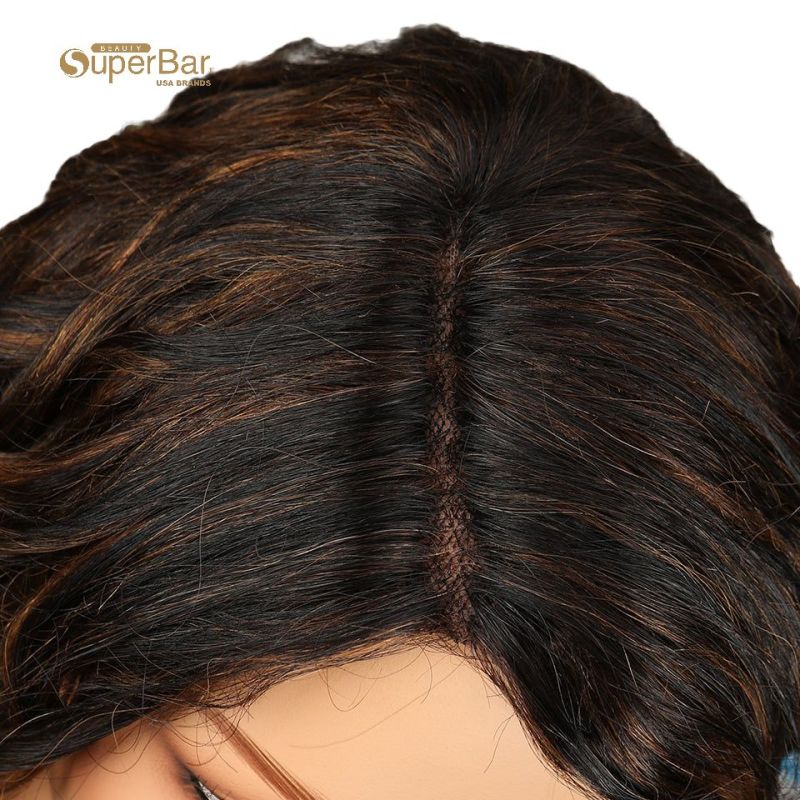 Superbar  Human Hair Lace Front Wigs 4.5 inchSide LacePart Wigs 14 inch Water Wavy Wig for BlackWomen Piano Color