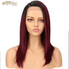 Superbar straight Wig Hand Tied Lace SidePart Wig 18 Inch 130% Density 100% Human Hair Wigs