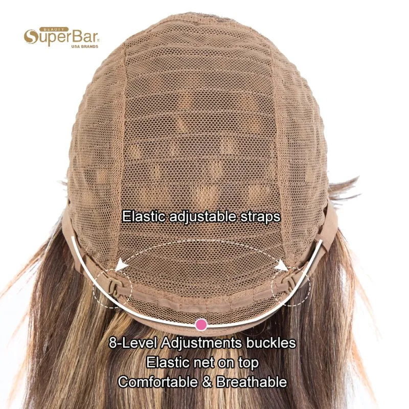 Superbar Ombre Brown Color Straight HumanHair Wigs With Bangs For Women Full Machine MadeHuman Hair Wigs
