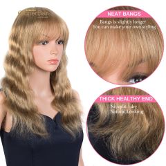 Superbar Hightlight Blonde Body Wave HumanHair Wigs with Bangs 100% High-quality Human HairWig with Bangs for Black Women 130% Density