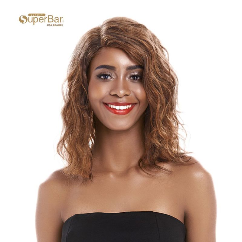 Superbar  Human Hair Lace Front Wigs 4.5 inchSide LacePart Wigs 14 inch Water Wavy Wig for BlackWomen Piano Color