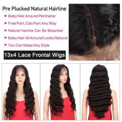 Superbar 13x4 Lace Front Wigs Human HairLoose Body Wave Wigs 150% Density Natural BlackColor