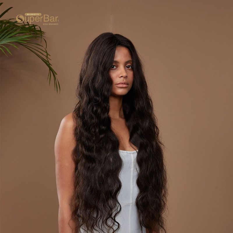 Superbar 13x4 Lace Front Wigs Human HairLoose Body Wave Wigs 150% Density Natural BlackColor