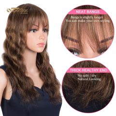 Superba Hightlight Brown Body Wave HumanHair Wigs with Bangs 100% High-quality Human HairWig with Bangs for Black Women 130% Density