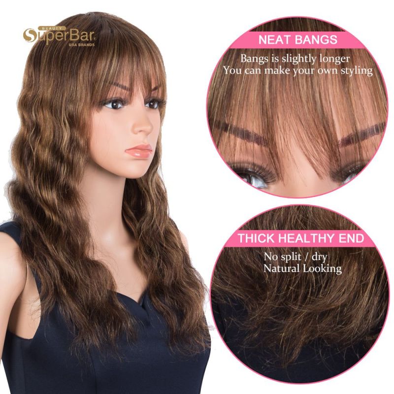 Superba Hightlight Brown Body Wave HumanHair Wigs with Bangs 100% High-quality Human HairWig with Bangs for Black Women 130% Density