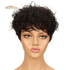 Superbar Human Hair Wigs For Women 9 InchShort Curly Pixie Cut Wigs Colorful wig