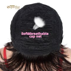 Superbar Human Hair Wigs 9 Inch Short CurlyPixie Wig With Bangs