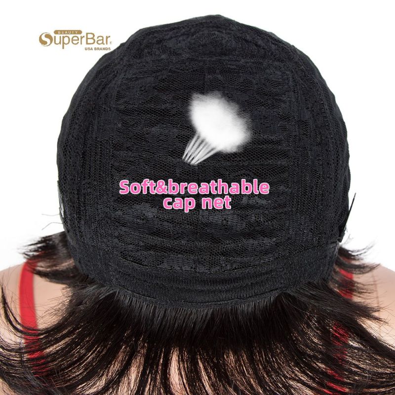 Superbar Human Hair Wigs 9 Inch Short CurlyPixie Wig With Bangs