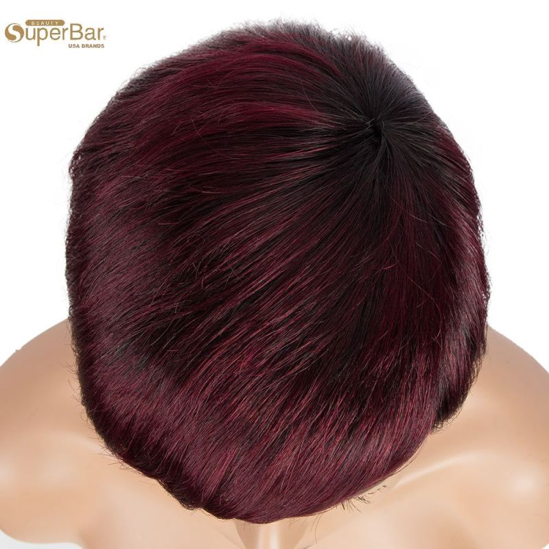 Superbar Human Hair Wigs For Women 9 Inch Short Curly Pixie Cut Wigs Brown Color