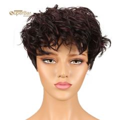 Superbar Human Hair Wigs For Women 9 InchShort Curly Pixie Cut Wigs Colorful wig