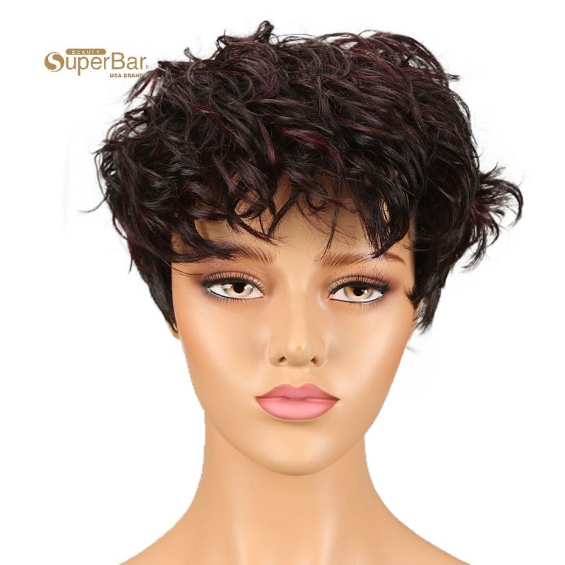 Superbar Human Hair Wigs For Women 9 InchShort Curly Pixie Cut Wigs Colorful wig