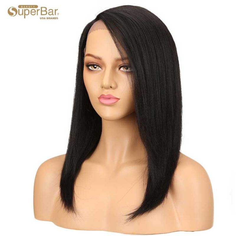 Superbar straight Wig Hand Tied Lace SidePart Wig 18 Inch 130% Density 100% Human Hair Wigs