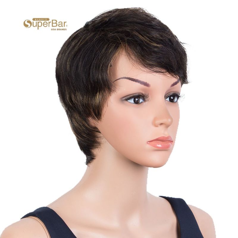 Superbar Human Hair Wigs 9 Inch Short CurlyPixie Wig With Bangs