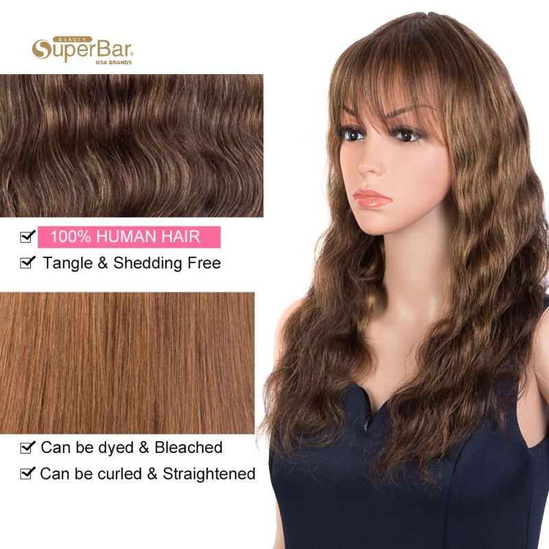 Superba Hightlight Brown Body Wave HumanHair Wigs with Bangs 100% High-quality Human HairWig with Bangs for Black Women 130% Density