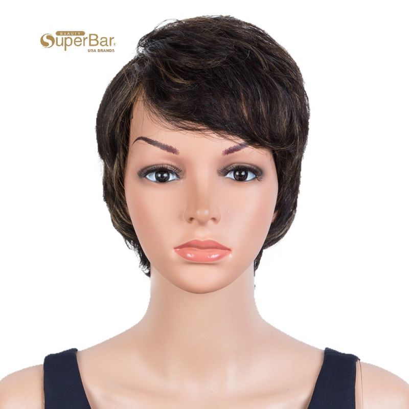 Superbar Human Hair Wigs 9 Inch Short CurlyPixie Wig With Bangs