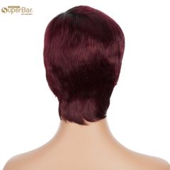 Superbar Human Hair Wigs For Women 9 Inch Short Curly Pixie Cut Wigs Brown Color