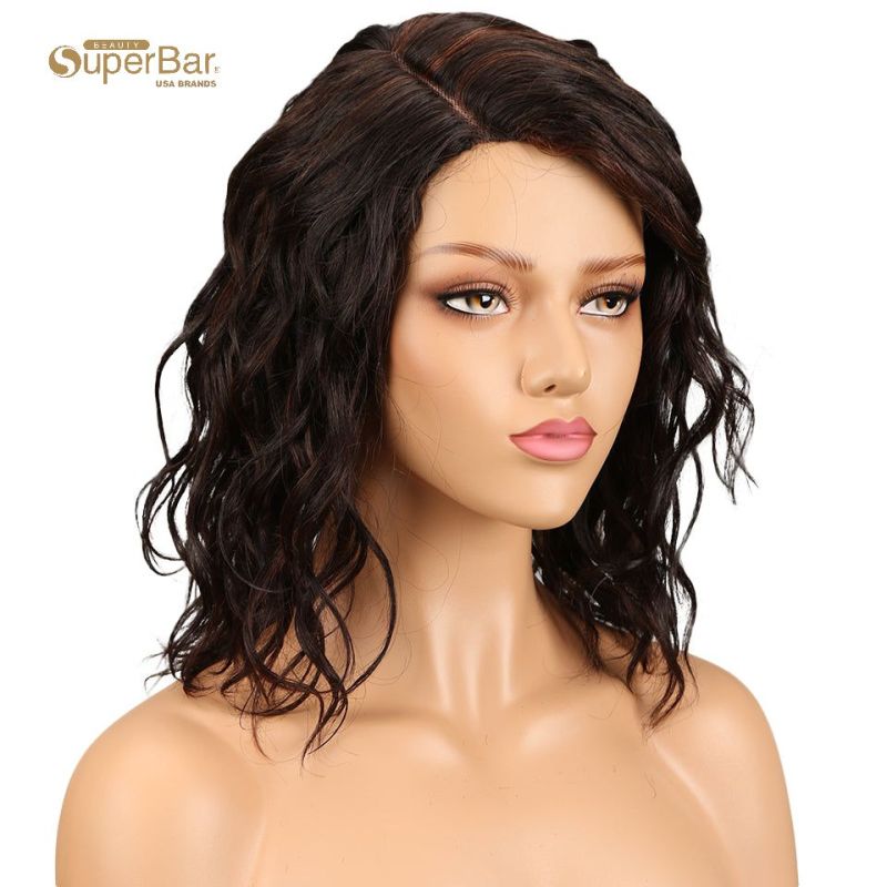 Superbar Human Hair Lace Front Wigs 4.5 inchSide Part Wigs 14 inch Water Wavy Wig for BlackWomen