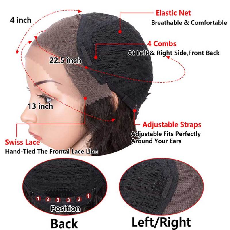 Superbar 13x4 Lace Front Wigs Human HairLoose Body Wave Wigs 150% Density Natural BlackColor