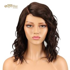 Superbar Human Hair Lace Front Wigs 4.5 inchSide LacePart Wigs 14 inch Water Wavy Wig for BlackWomen Brown Color